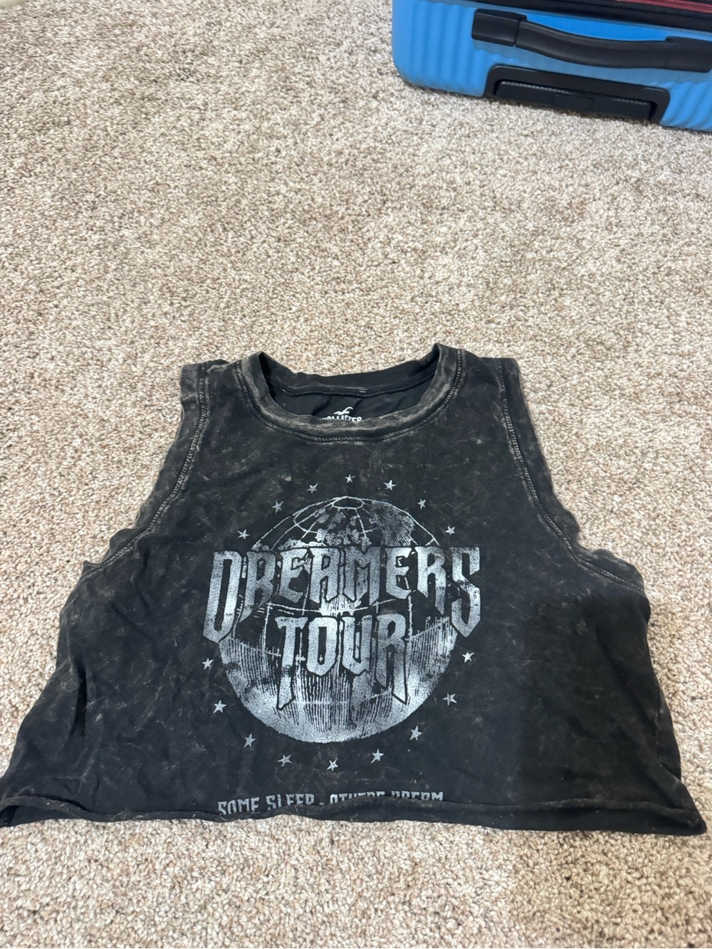 Hollister Black Washed Graphic Crop Tank